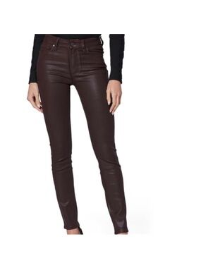 PAIGE Transcend Brown Coated Hoxton Ankle Jeans Pants Size 25 NWT!